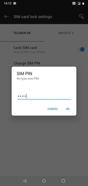 Confirm your new SIM PIN and select OK