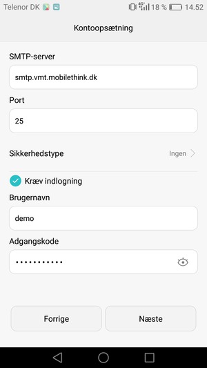 Indtast udgående serveradresse