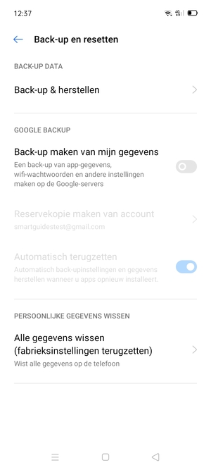 Schakel Back-up maken van mijn gegevens in