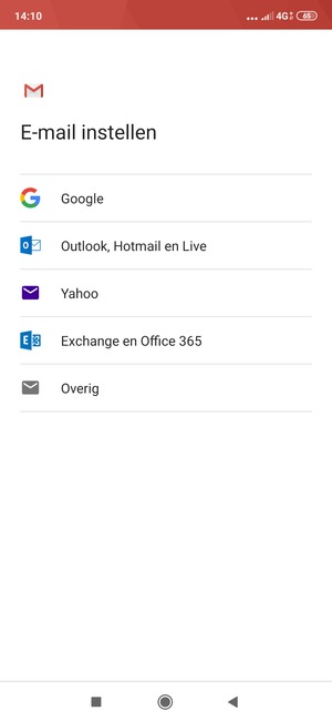 Selecteer Exchange en Office 365