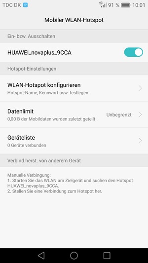 Ihr Handy ist jetzt für die Verwendung als Modem eingerichtet