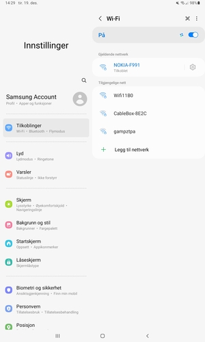 Du er nå koblet til Wi-Fi-nettverket