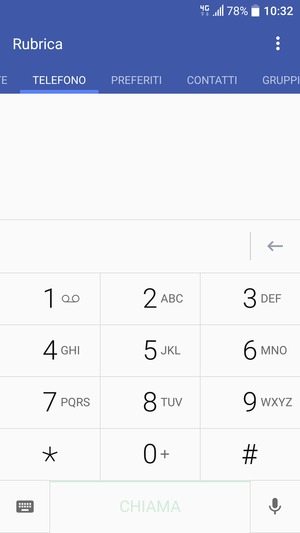 Premi e tieni premuto il numero 1