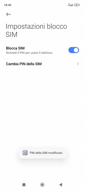 Il tuo  PIN della SIM è stato modificato