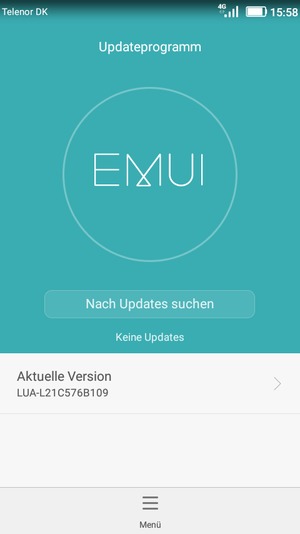 Falls Ihr Handy aktualisiert ist, wird Ihnen der folgende Bildschirm angezeigt