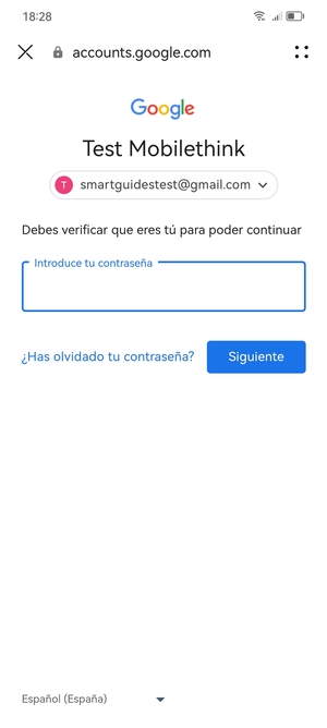 Introduzca su contraseña de Gmail y seleccione Siguiente
