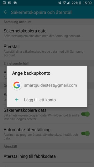 Tryck på ditt säkerhetskopieringskonto