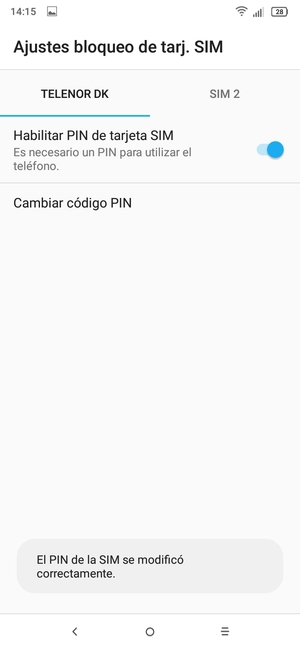 Su PIN de SIM ha sido cambiado
