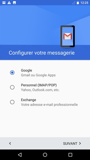 Sélectionnez Google puis SUIVANT