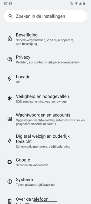 Scroll naar en selecteer Beveiliging