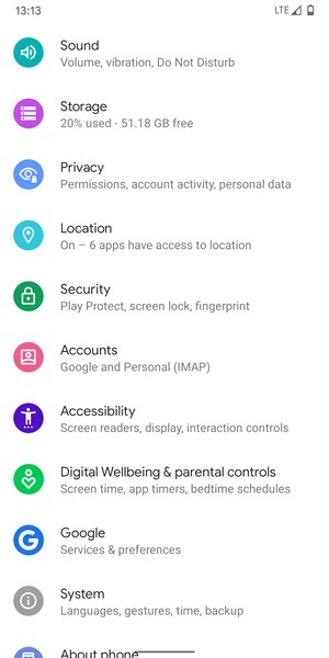 Scroll to and select Accounts