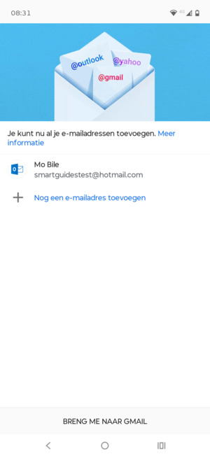 Selecteer BRENG ME NAAR GMAIL