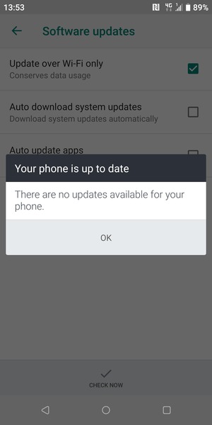 If your phone is up to date, select OK