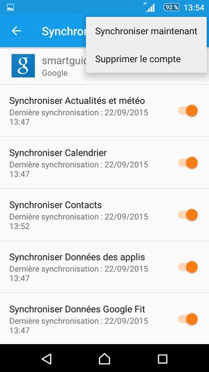 Sélectionnez Synchroniser maintenant