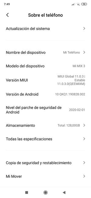 Seleccione Actualización del sistema