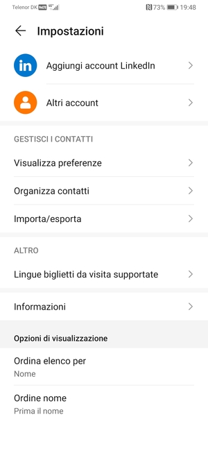 Seleziona Importa/esporta