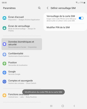 Votre code PIN a été modifié