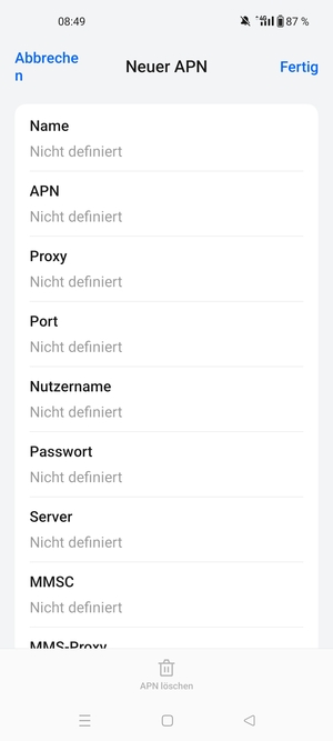 Geben Sie Internet-Informationen ein