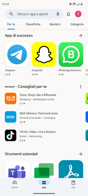 Seleziona la barra di ricerca