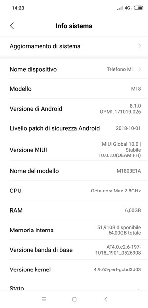 Seleziona Aggiornamento di sistema