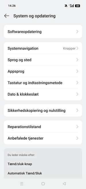 Vælg Softwareopdatering