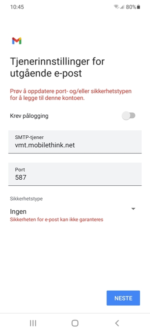 Velg NESTE