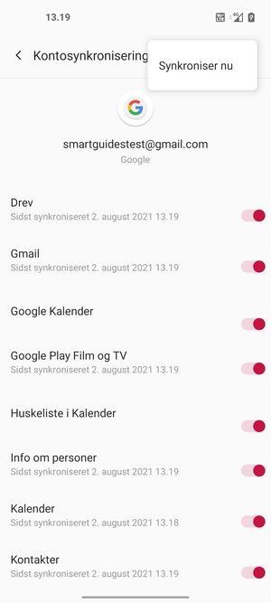 Vælg Synkroniser nu