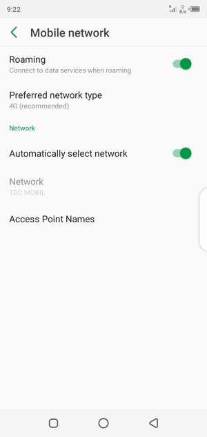 Turn Roaming on or off