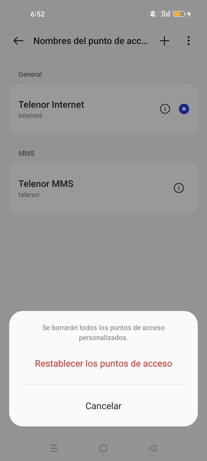 Seleccione Restablecer los puntos de acceso