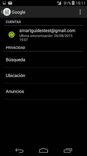 Seleccione su cuenta de copia de seguridad