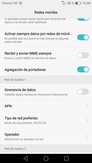 Para cambiar la red en caso de problemas de conectividad, seleccione Operador