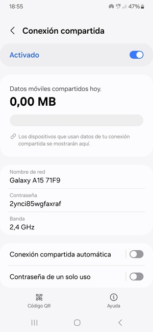 El teléfono ha sido configurado para su uso como módem