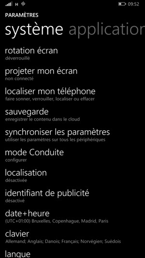 Retournez au menu Paramètres et sélectionnez localisation