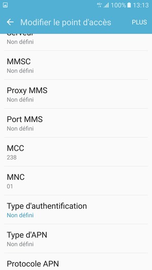 Faites défiler vers le bas et saisissez les informations MMS
