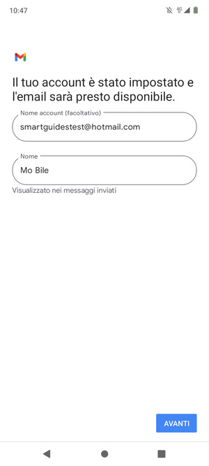 Scegli un nome per il tuo account e inserisci il tuo nome. Seleziona AVANTI