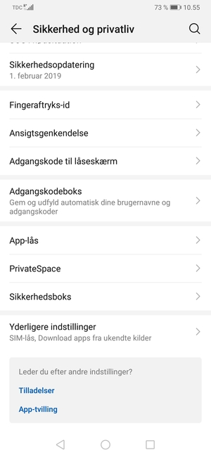 Scroll til og vælg Yderligere indstillinger