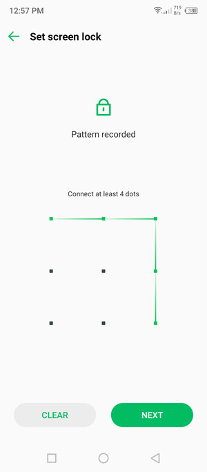 Draw an unlock pattern and select NEXT
