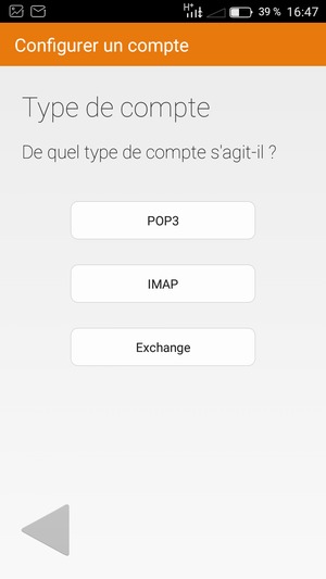 Sélectionnez POP3 ou IMAP