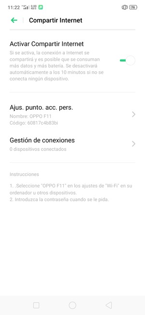 El teléfono ha sido configurado para su uso como módem