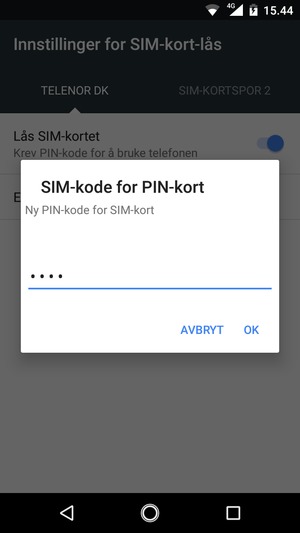 Skriv inn Ny PIN-kode for SIM-kort og velg OK