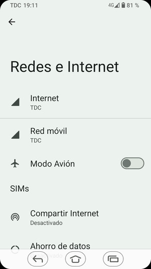Seleccione Red móvil