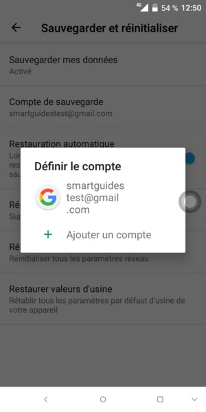 Sélectionnez votre compte de sauvegarde