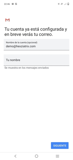 Déle a su cuenta un nombre y escriba su nombre. Seleccione SIGUIENTE
