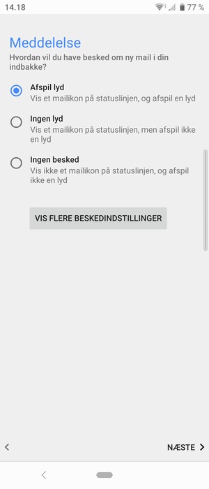 Vælg din foretrukne mulighed og vælg NÆSTE
