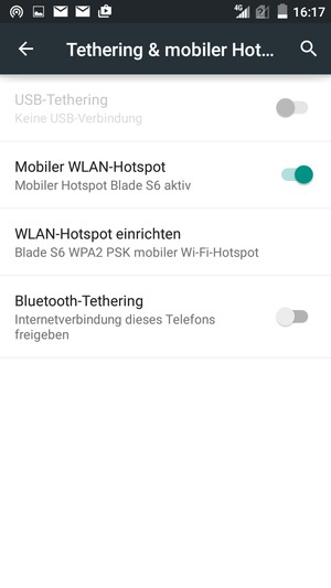 Ihr Handy ist jetzt für die Verwendung als Modem eingerichtet