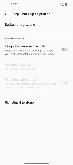 Attiva Esegui back-up dei miei dati