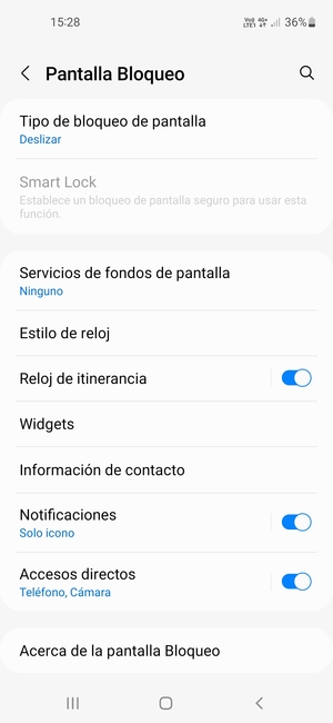 Seleccione Tipo de bloqueo de pantalla