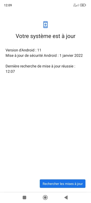 Si votre téléphone est à jour, vous verrez l'écran suivant