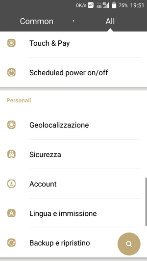 Scorri e seleziona Account