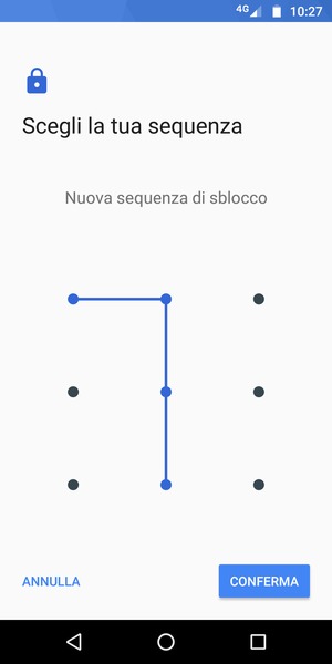 Disegna nuovamente la sequenza di sblocco e seleziona CONFERMA
